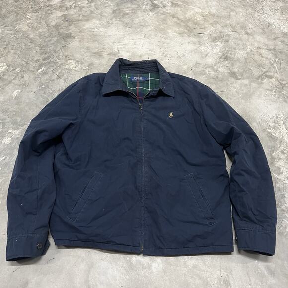 Polo Ralph Lauren RL Casaul bomber Jacket 100% Cotton Lined Men's Blue size L - Picture 1 of 7